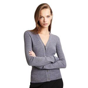 Theory Long Sleeve V Neck Button Up Sweater Womens Size P US XS Wool Cardigan